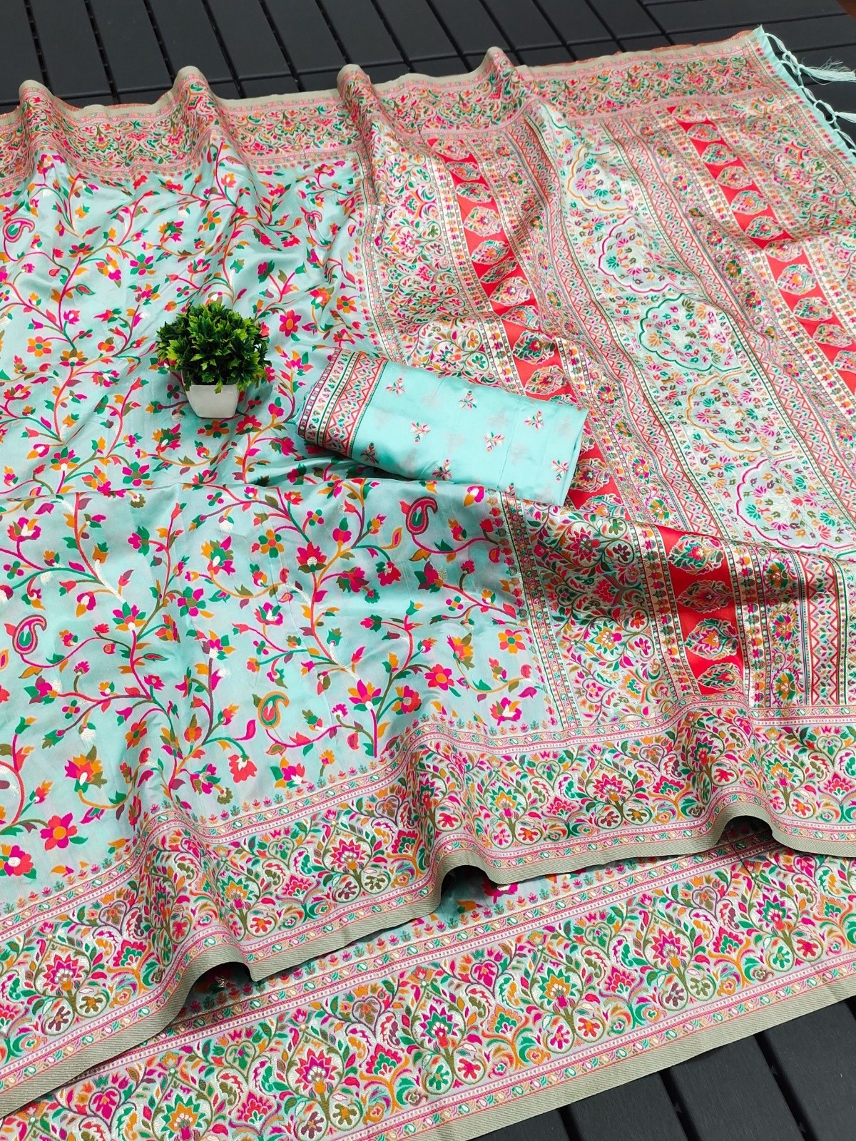 Meena Pashmina Silk Saree - Image 12