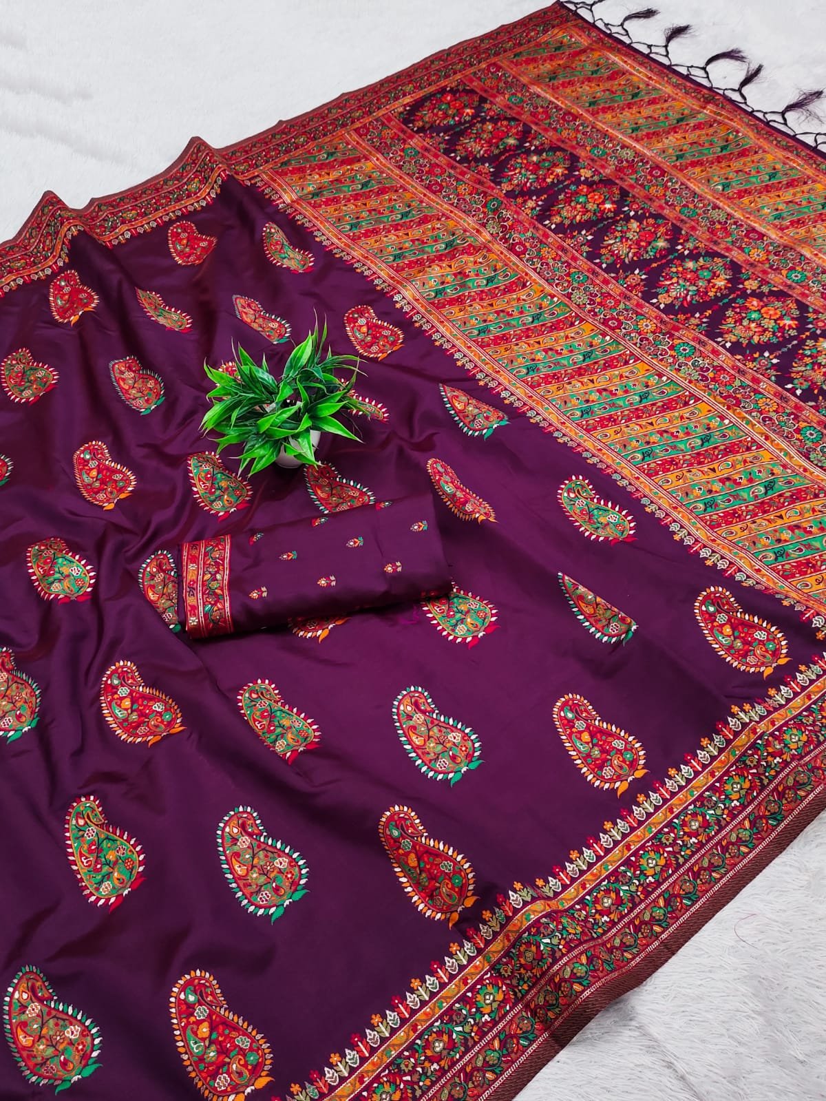 Royal Meena Pashmina Silk Saree - Image 10
