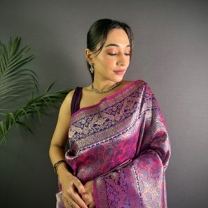 Dharmavaram Ikkat Meenakari Silk Saree