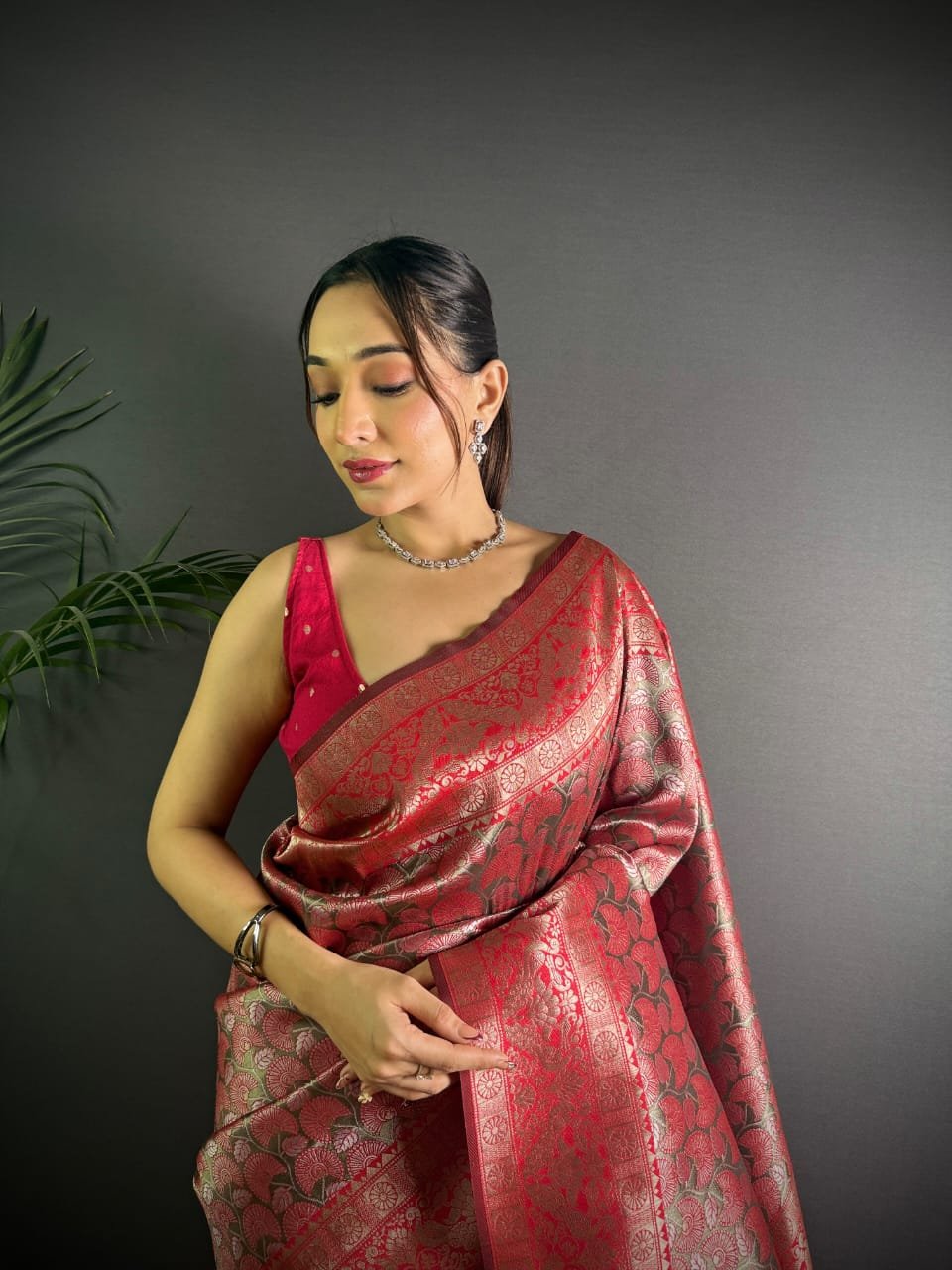 Dharmavaram Ikkat Meenakari Silk Saree - Image 3