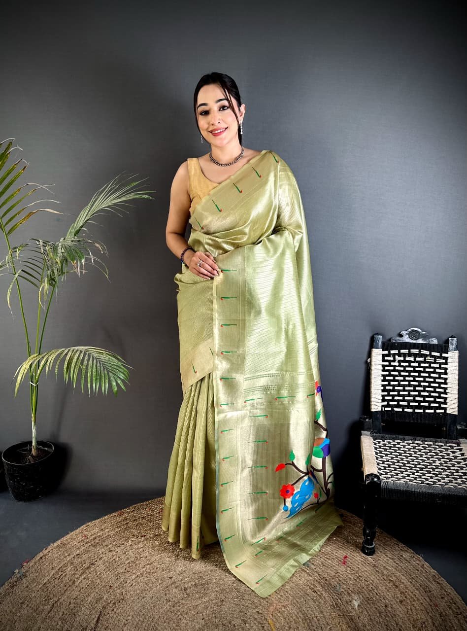 Royal Parrot Pallu Kanchivaram Paithani Saree - Image 2