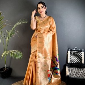 Royal Parrot Pallu Kanchivaram Paithani Saree - Image 6