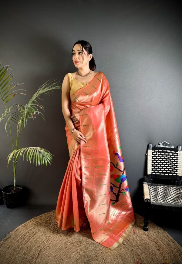 Royal Parrot Pallu Kanchivaram Paithani Saree