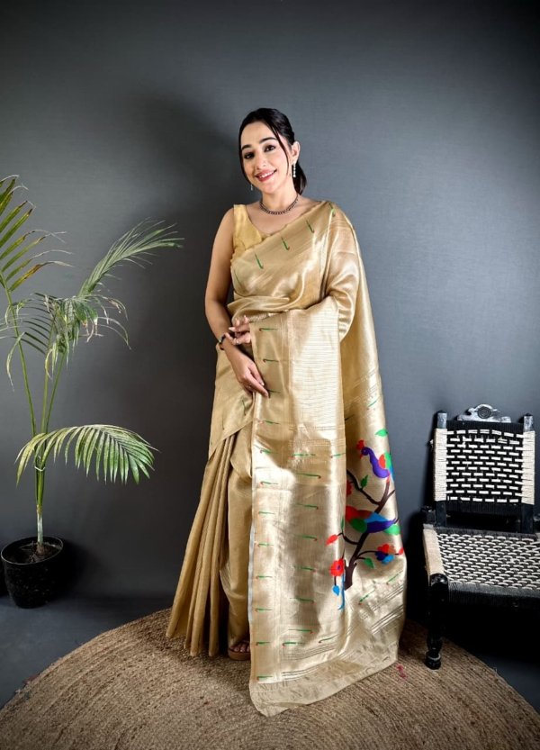 Royal Parrot Pallu Kanchivaram Paithani Saree