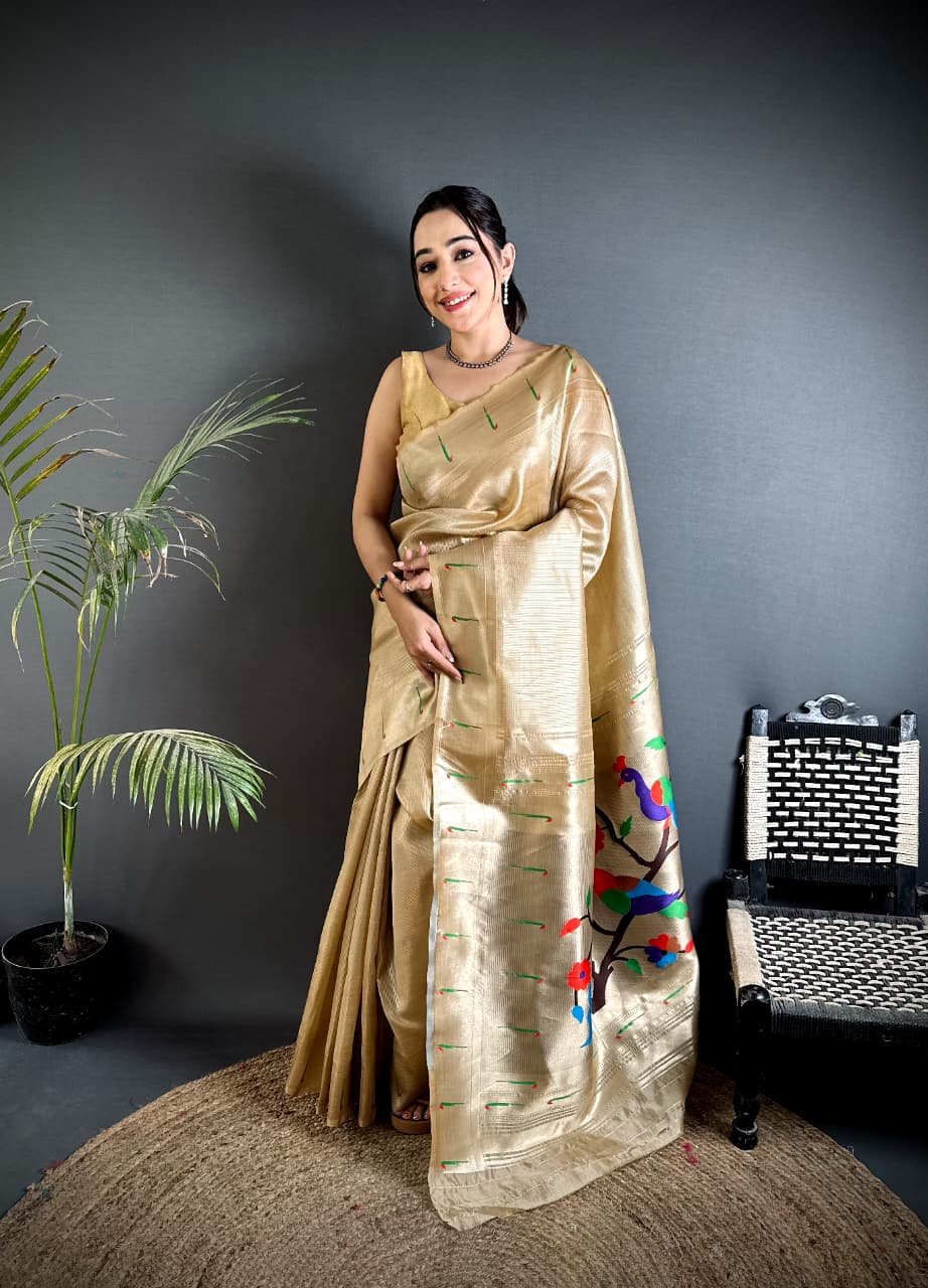 Royal Parrot Pallu Kanchivaram Paithani Saree - Image 3