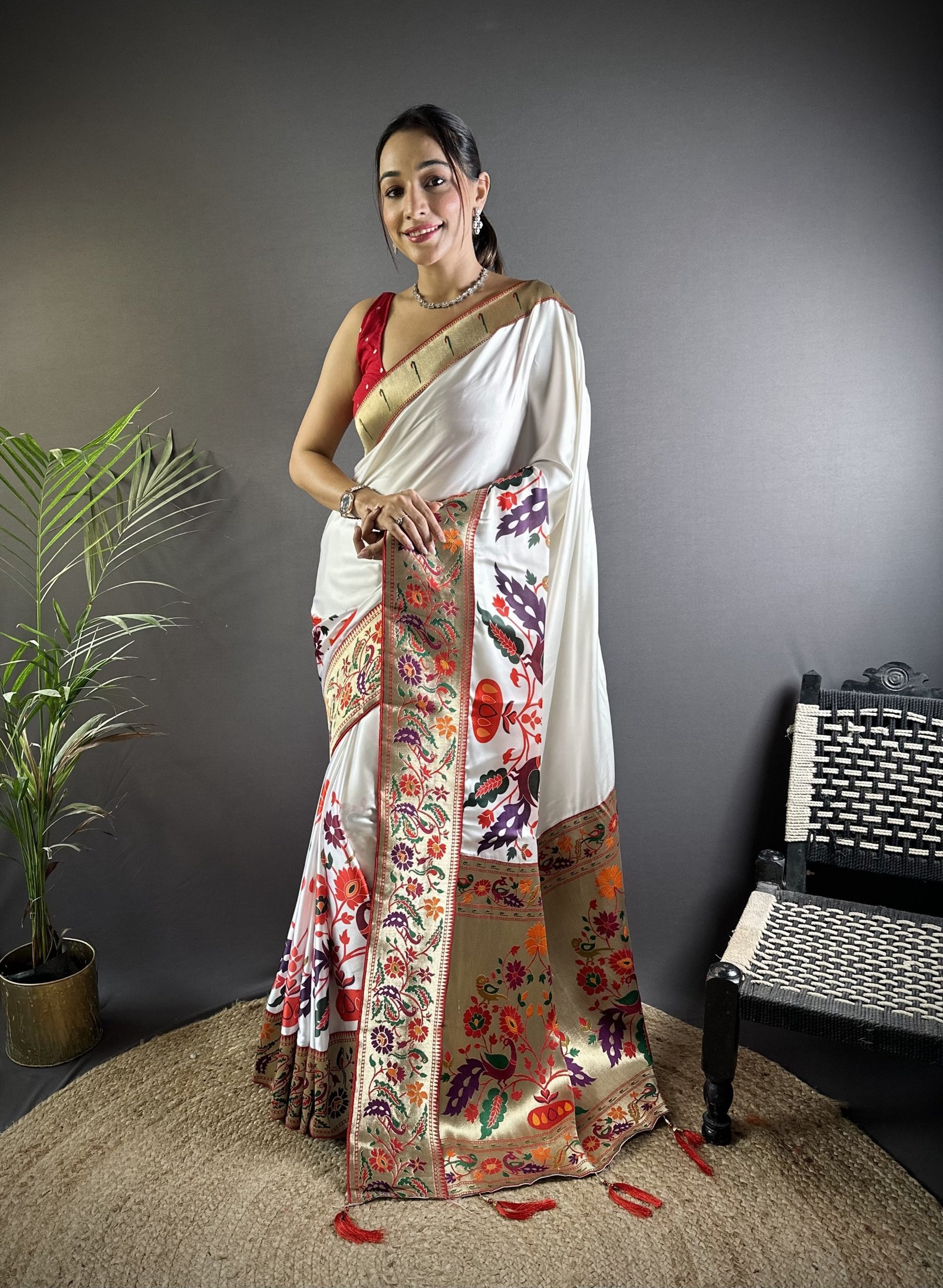 Raj Paithani Kanchipuram Silk Saree Set - Image 3