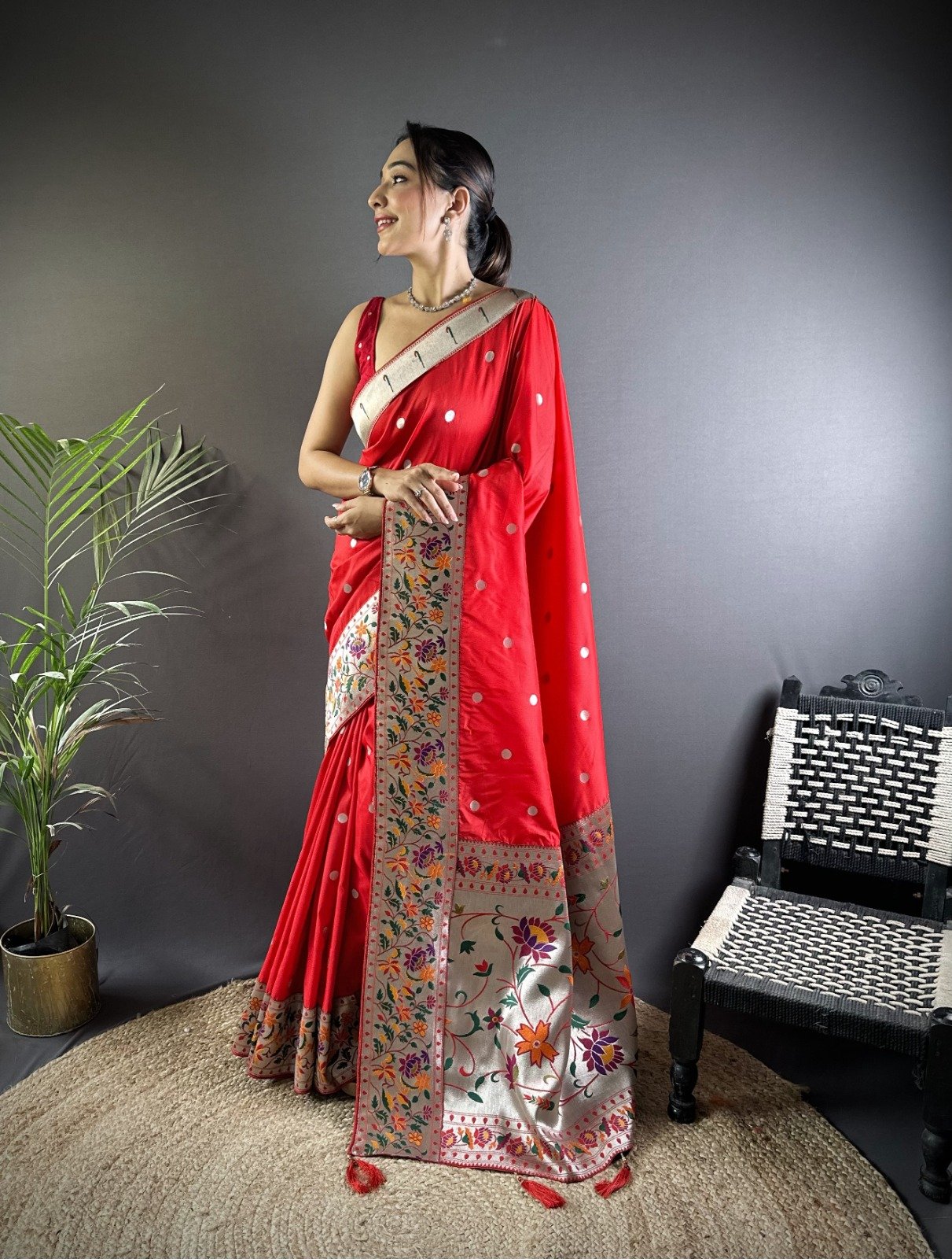 Raj Paithani Kanchipuram Silk Saree Set - Image 2