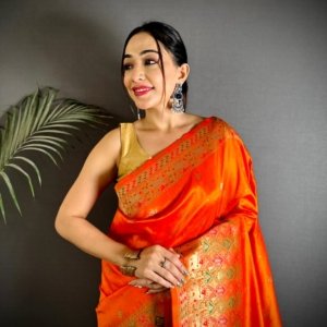 Multicolor Meenakari Patola Banarasi Lichi Silk Saree