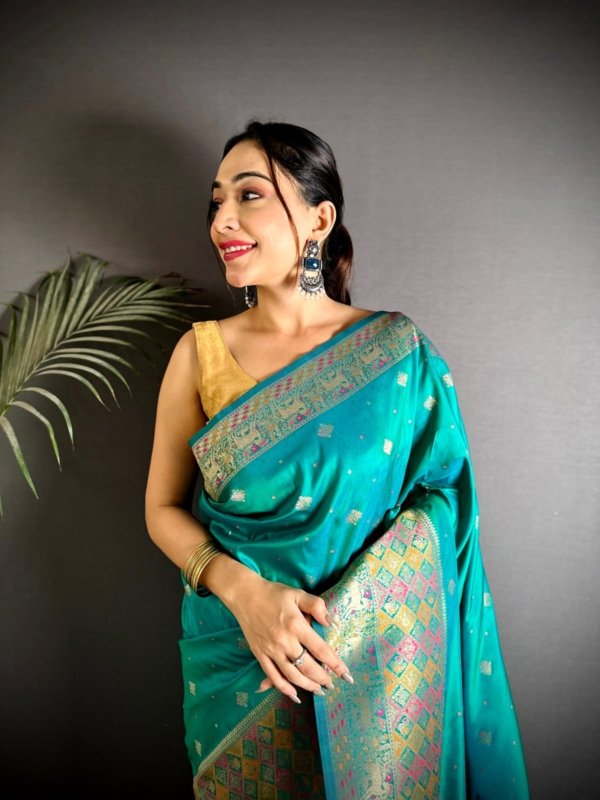 Multicolor Meenakari Patola Banarasi Lichi Silk Saree