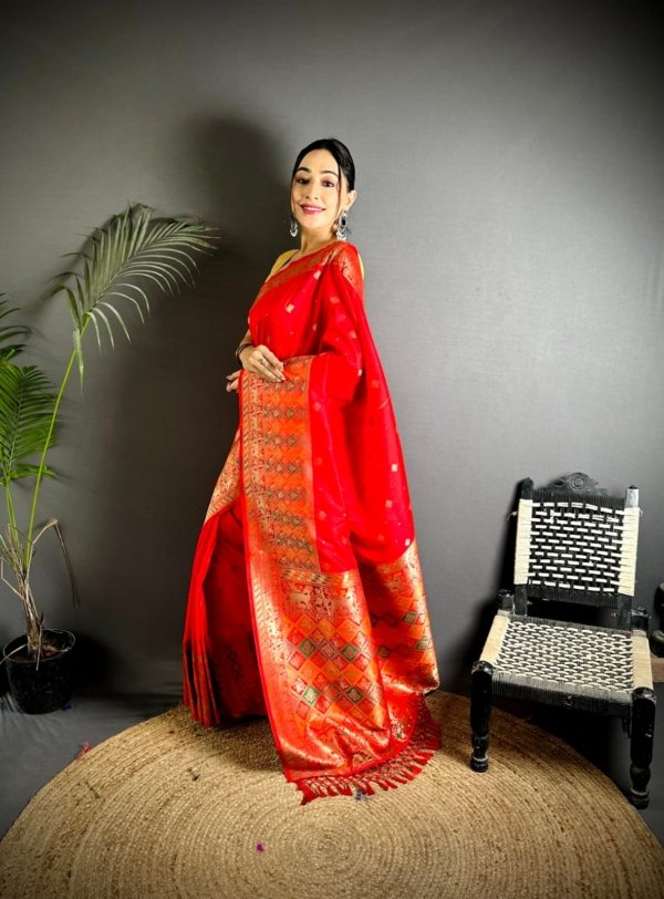Multicolor Meenakari Patola Banarasi Lichi Silk Saree