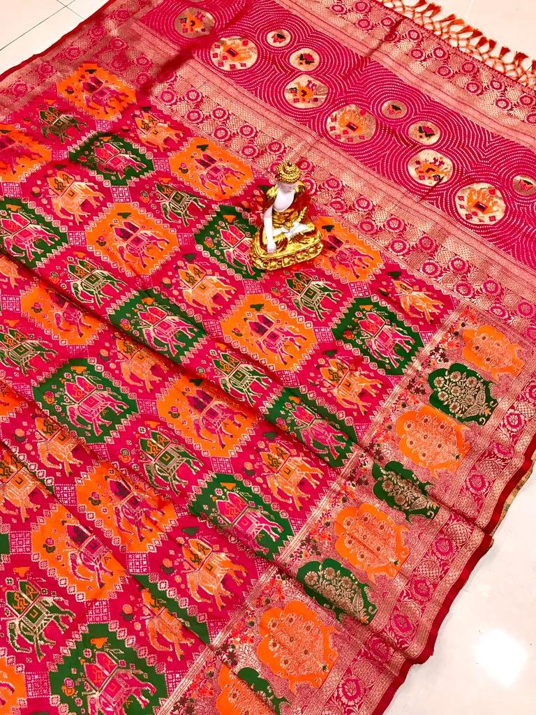 Royal Patola Banarasi Silk Wedding Saree - Image 1
