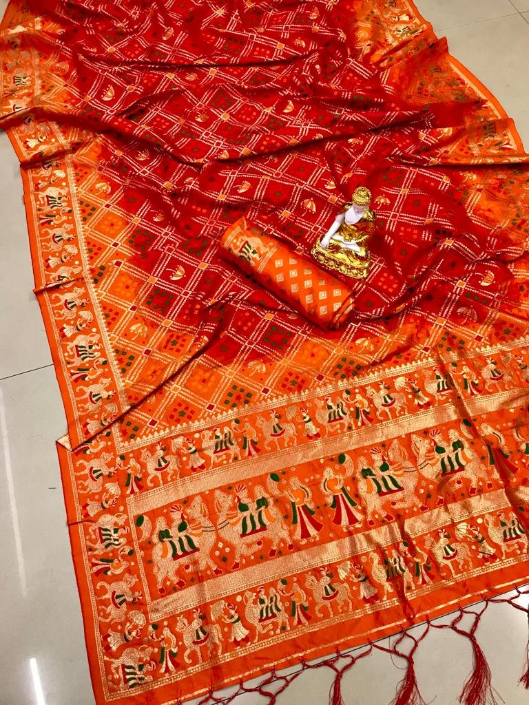 Royal Patola Banarasi Silk Wedding Saree - Image 3