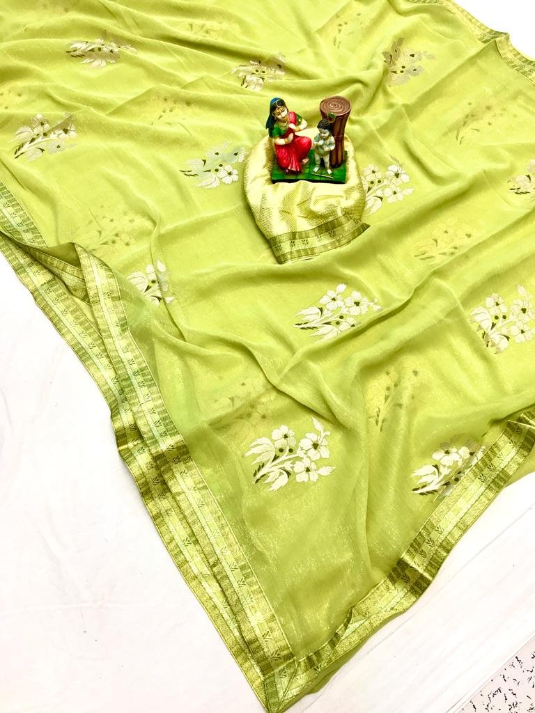 Foil Print Fancy Designer Saree - Image 1