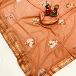 Foil Print Fancy Designer Saree - Image 2