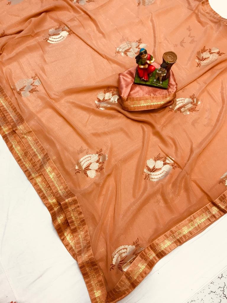 Foil Print Fancy Designer Saree - Image 2