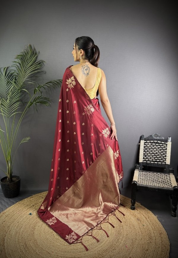 Floral Weave Lichi Silk Saree
