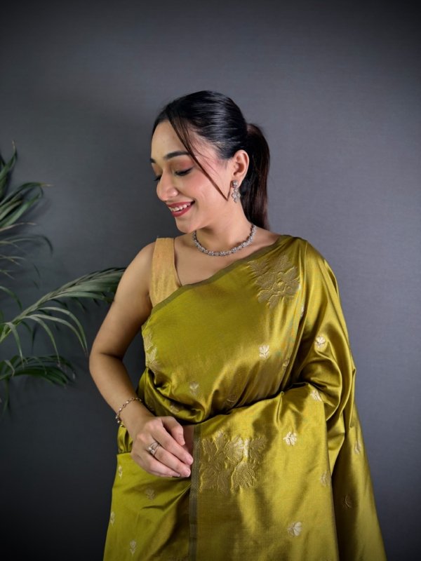 Floral Weave Lichi Silk Saree