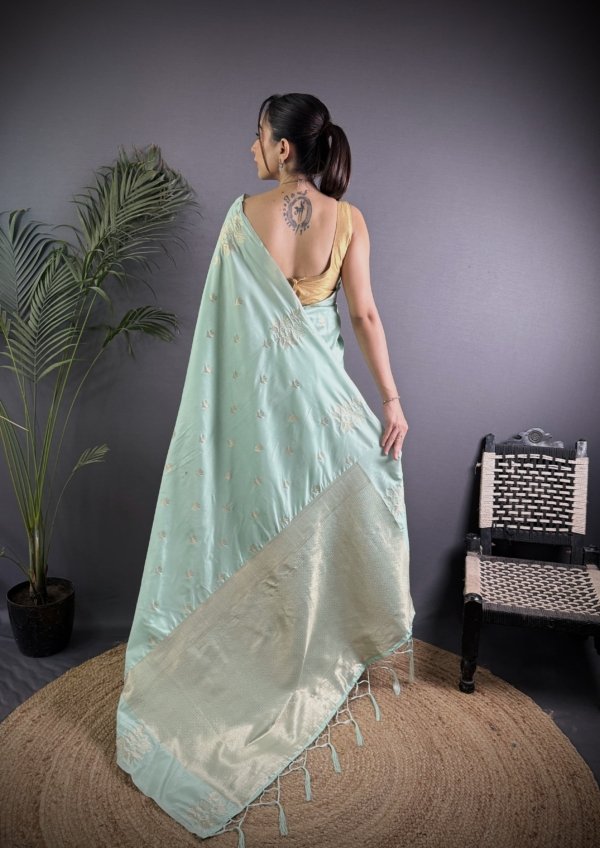 Floral Weave Lichi Silk Saree