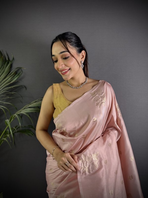 Floral Weave Lichi Silk Saree