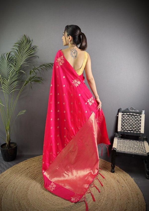 Floral Weave Lichi Silk Saree