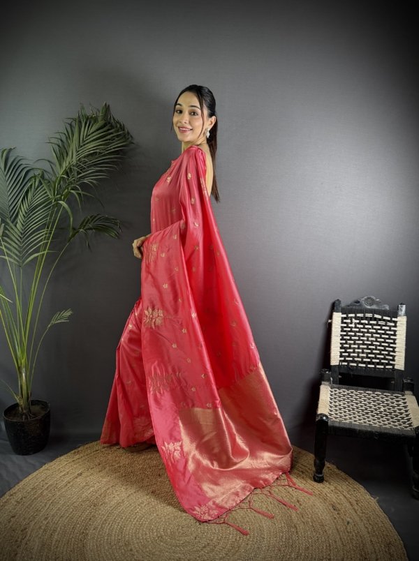 Floral Weave Lichi Silk Saree