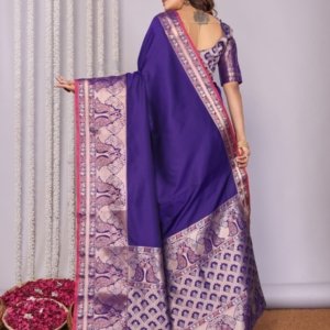 Peacock Triple Zari Silk Saree - Image 3