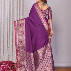 Peacock Triple Zari Silk Saree - Image 4