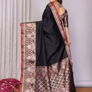 Peacock Triple Zari Silk Saree - Image 2