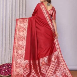 Peacock Triple Zari Silk Saree - Image 5