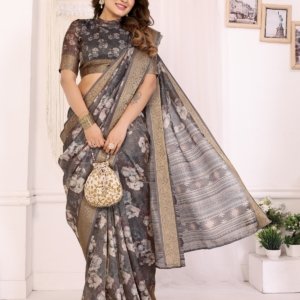 Digital Print Mulberry Silk Saree - Image 4