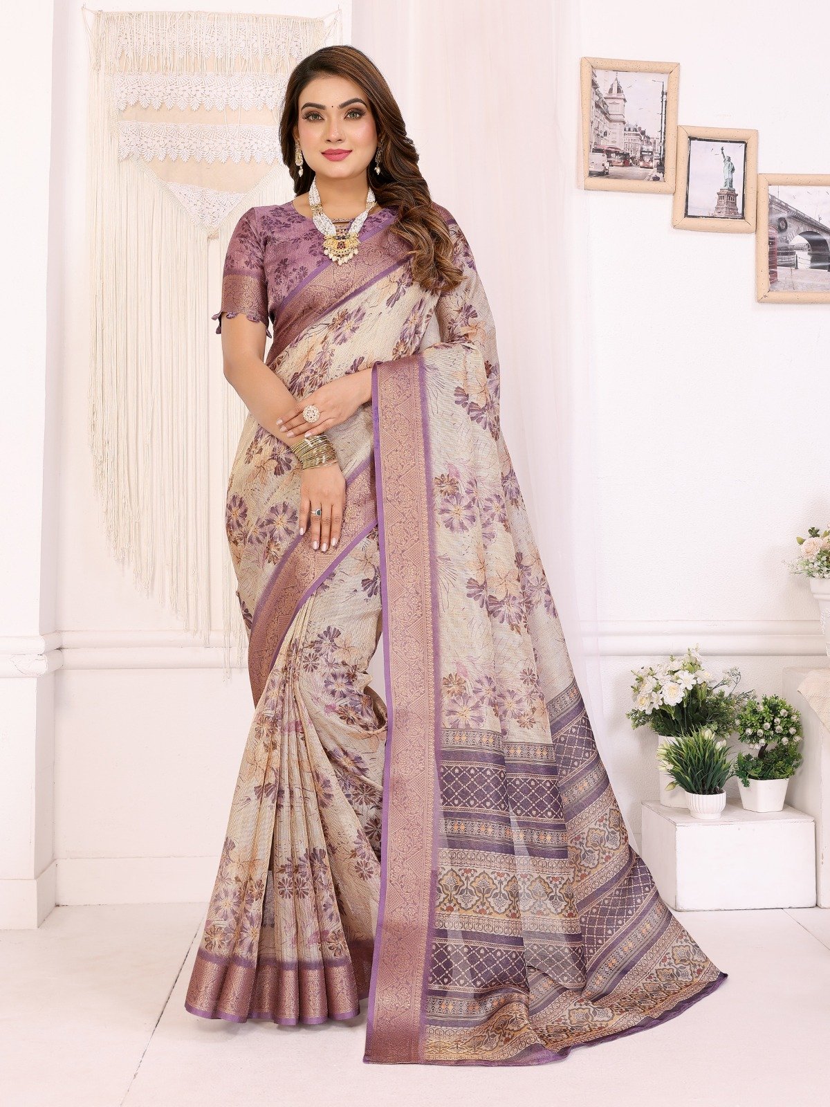 Digital Print Mulberry Silk Saree - Image 2