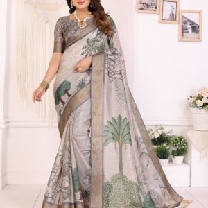 Digital Print Mulberry Silk Saree - Image 8