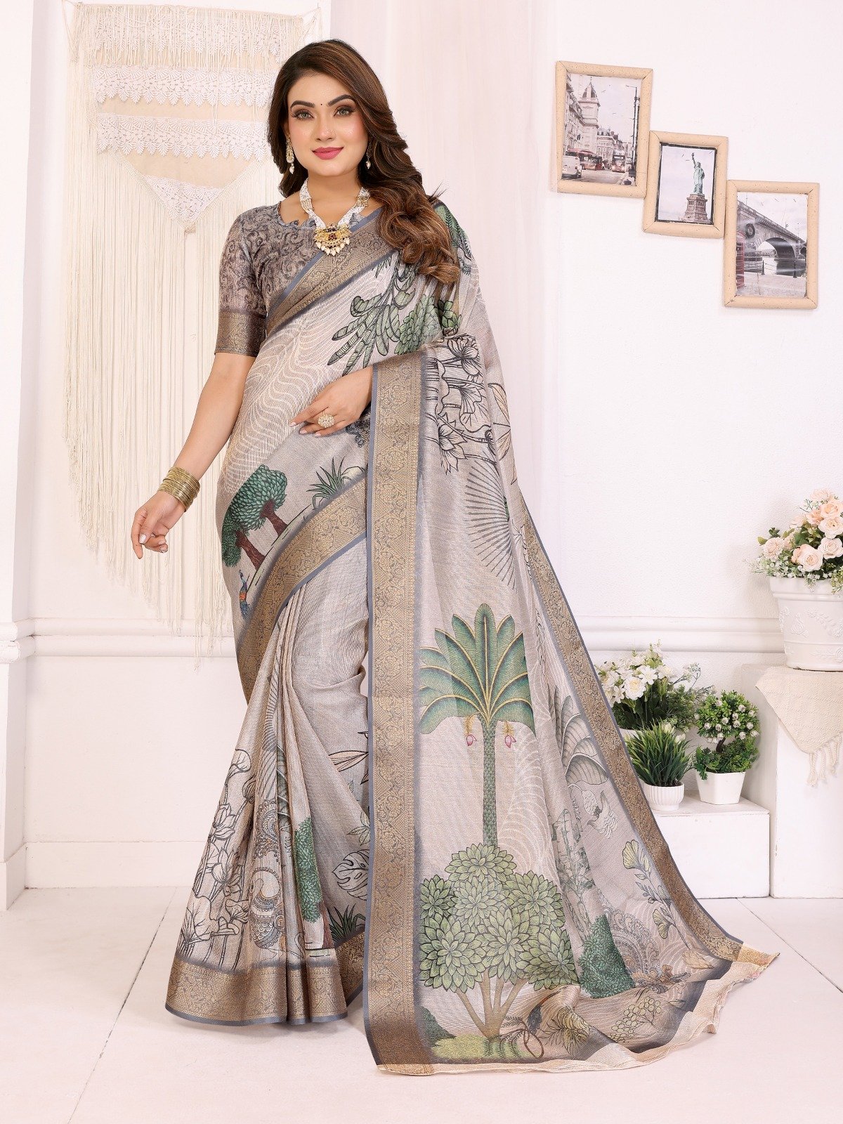 Digital Print Mulberry Silk Saree - Image 8