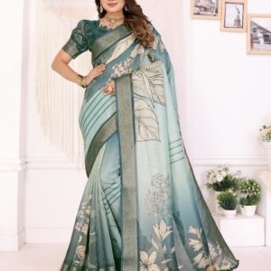 Digital Print Mulberry Silk Saree - Image 6