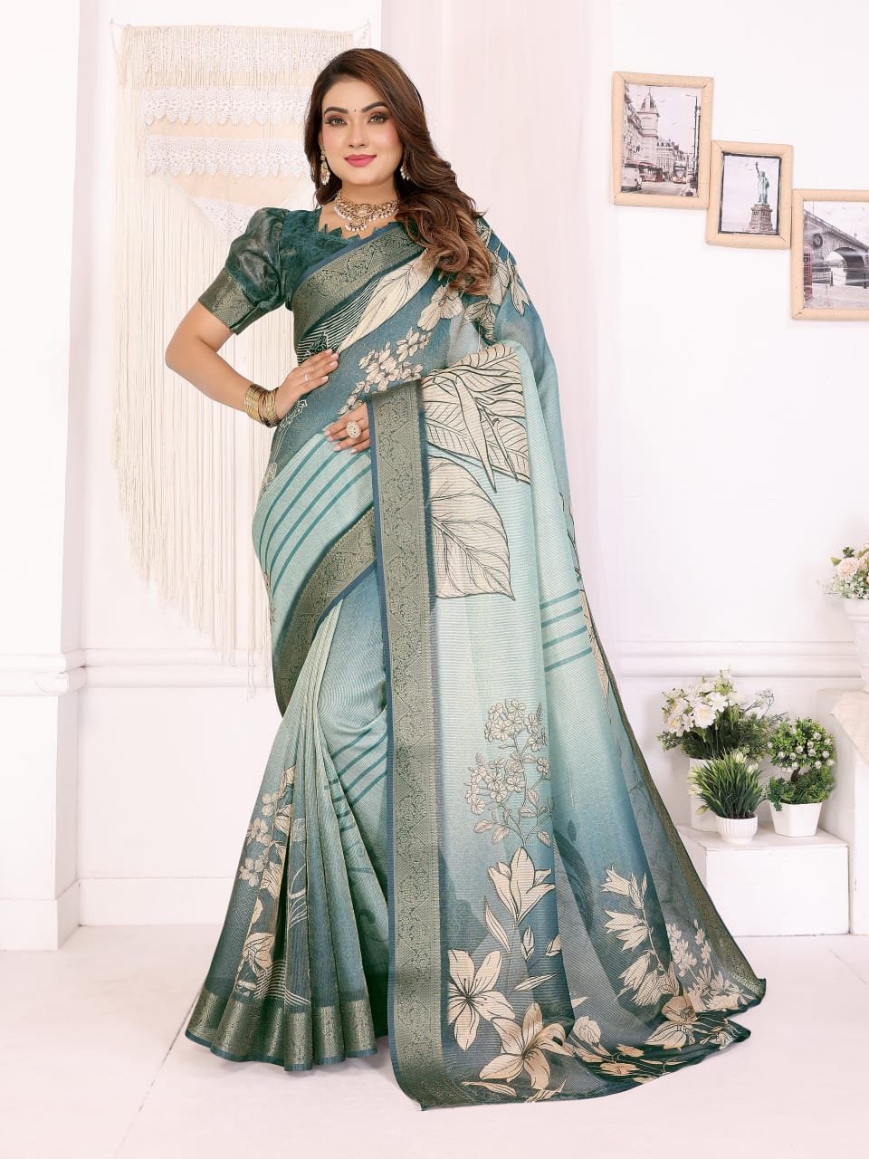 Digital Print Mulberry Silk Saree - Image 6