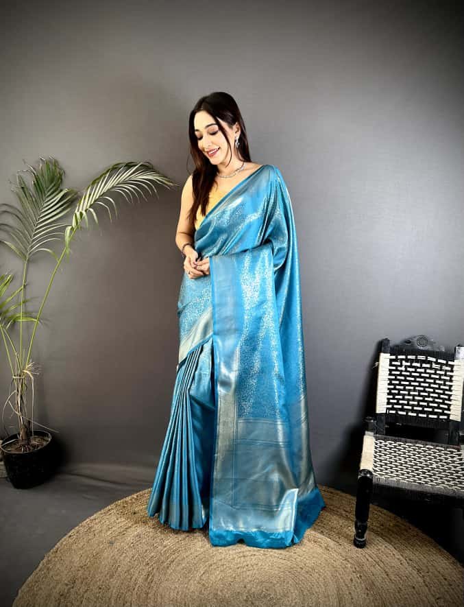 Royal Satin Zari Silk Saree - Image 5