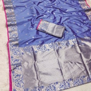 Timeless Gold Zari Banarasi Silk Saree - Image 9