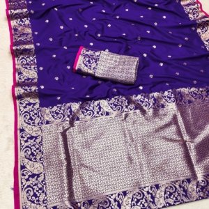 Timeless Gold Zari Banarasi Silk Saree - Image 8