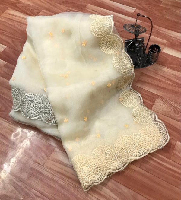 Sequin Border Organza Silk Saree