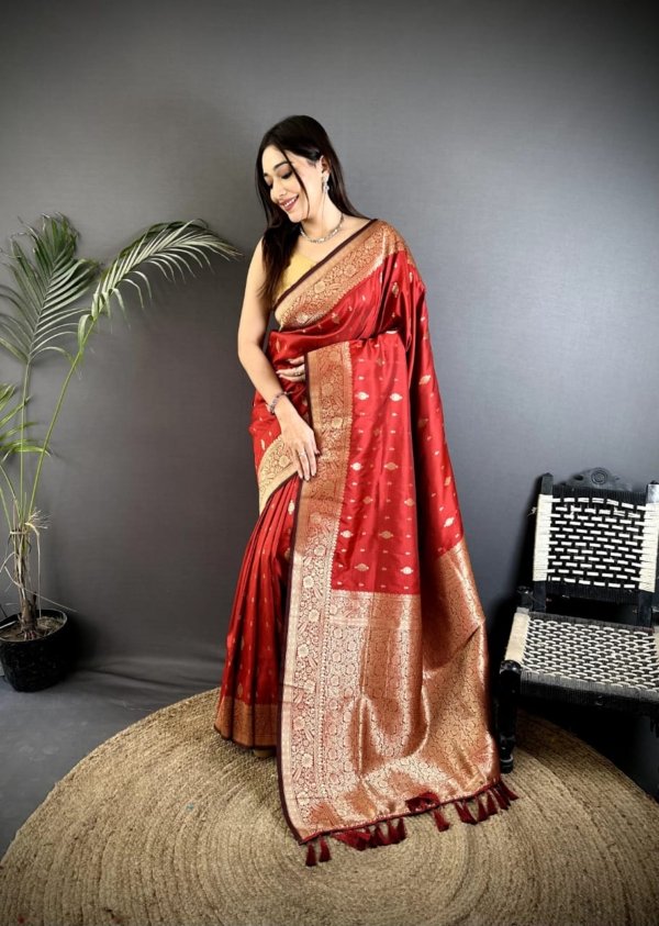 Golden Koyal Lichi Silk Saree