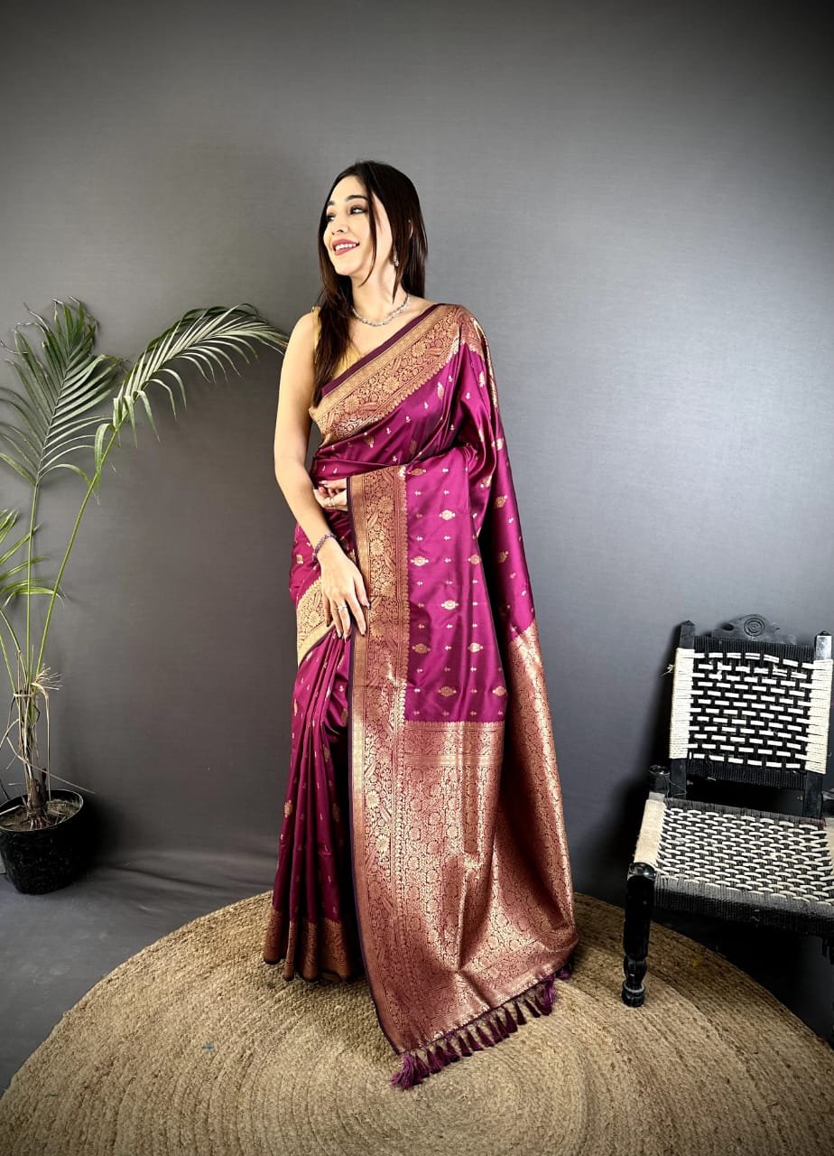 Golden Koyal Lichi Silk Saree - Image 4