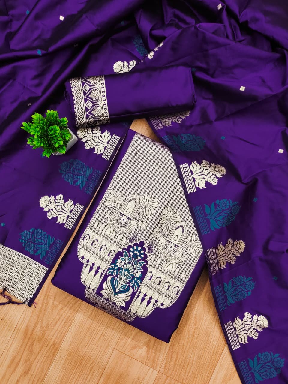 Royal Heritage Silk Unstitched Suit Se - Image 11