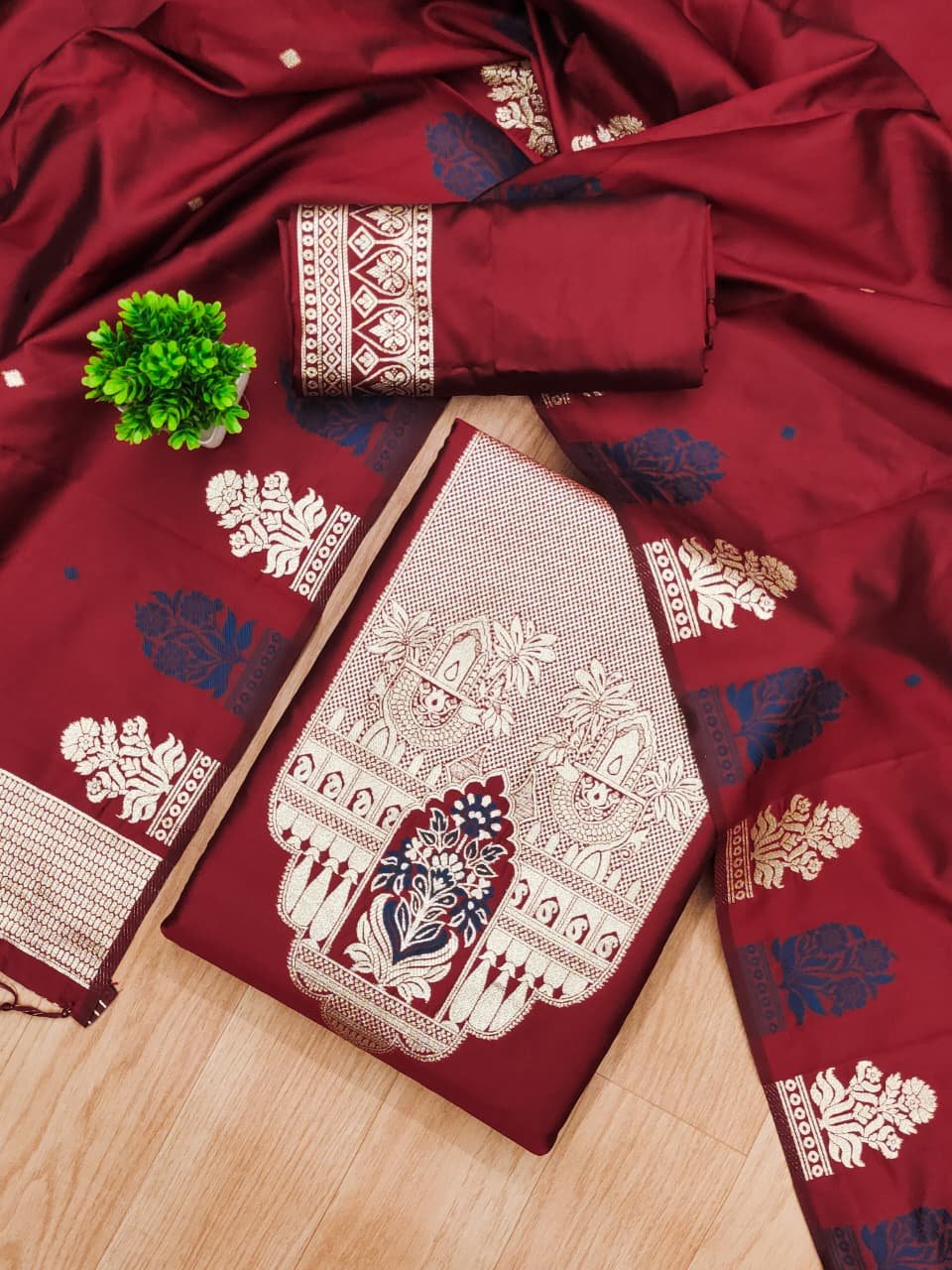 Royal Heritage Silk Unstitched Suit Se - Image 3