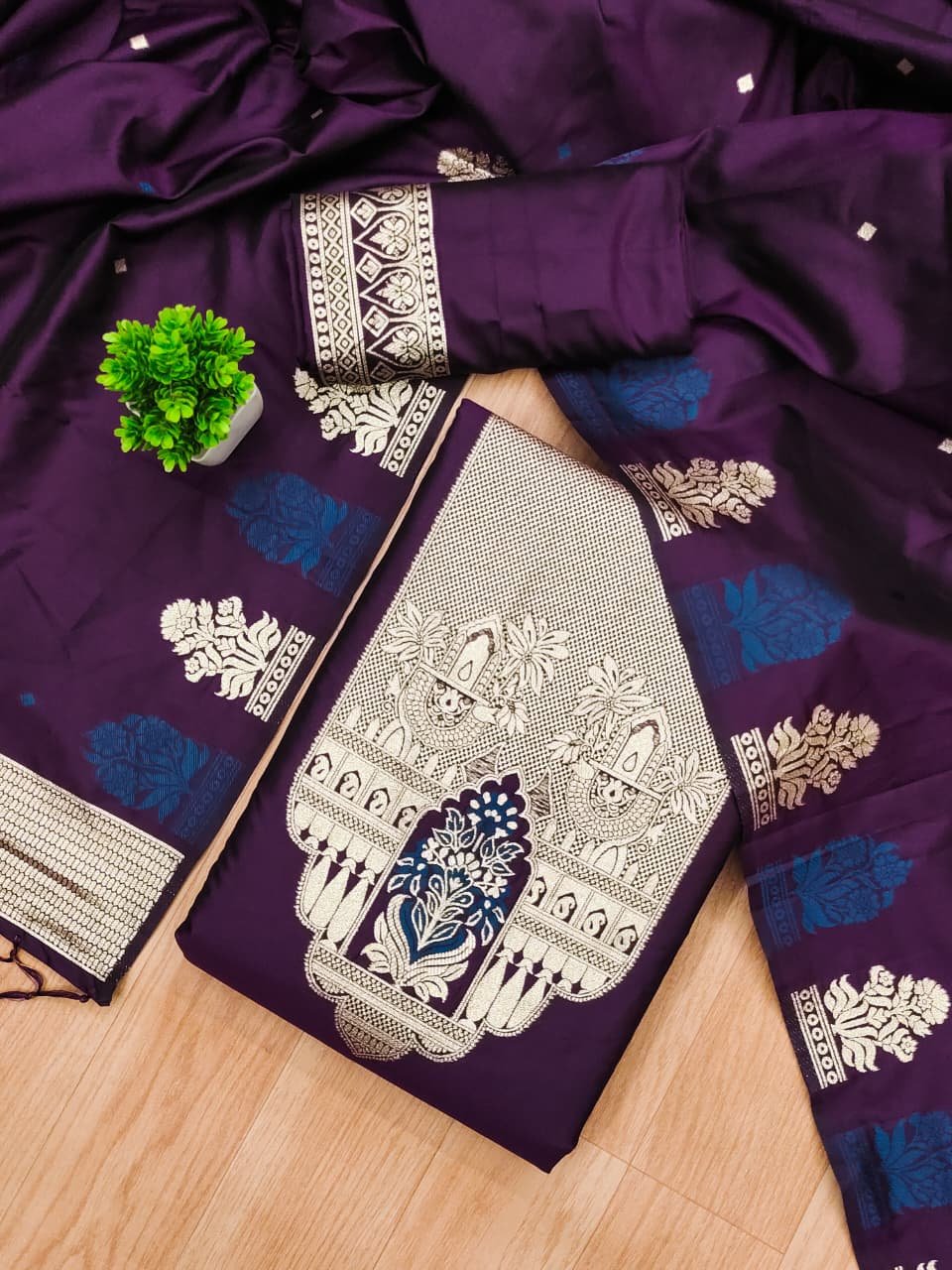 Royal Heritage Silk Unstitched Suit Se - Image 8