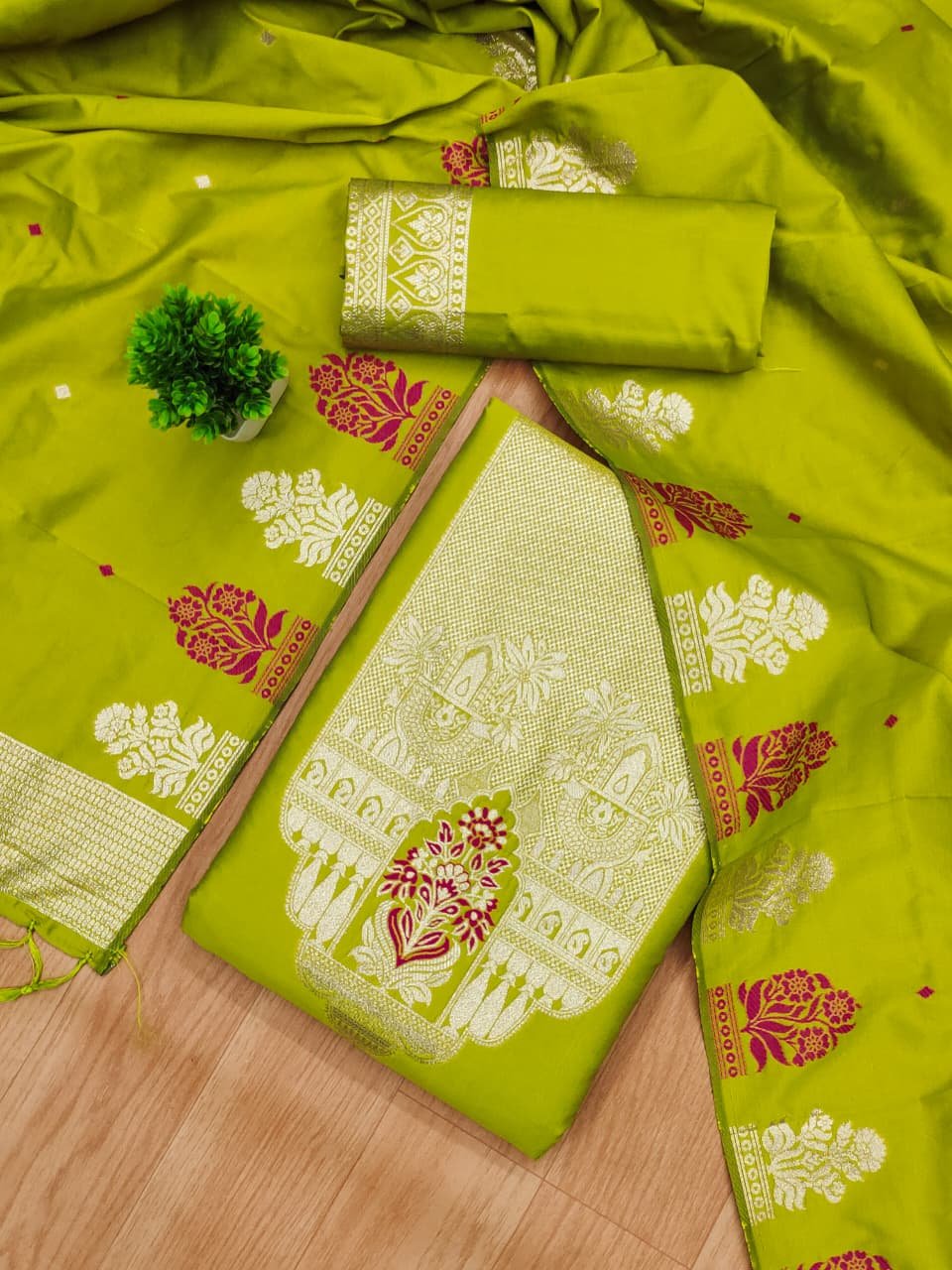 Royal Heritage Silk Unstitched Suit Se - Image 12