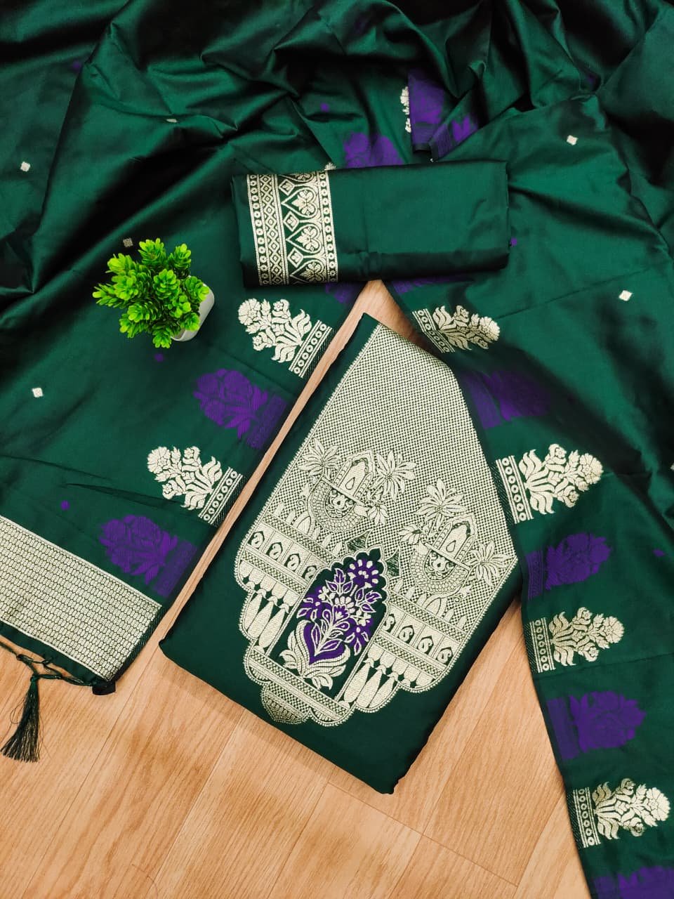Royal Heritage Silk Unstitched Suit Se - Image 1