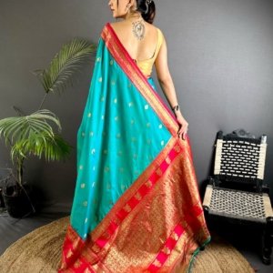 Dual Zari Banarasi Silk Saree - Image 8