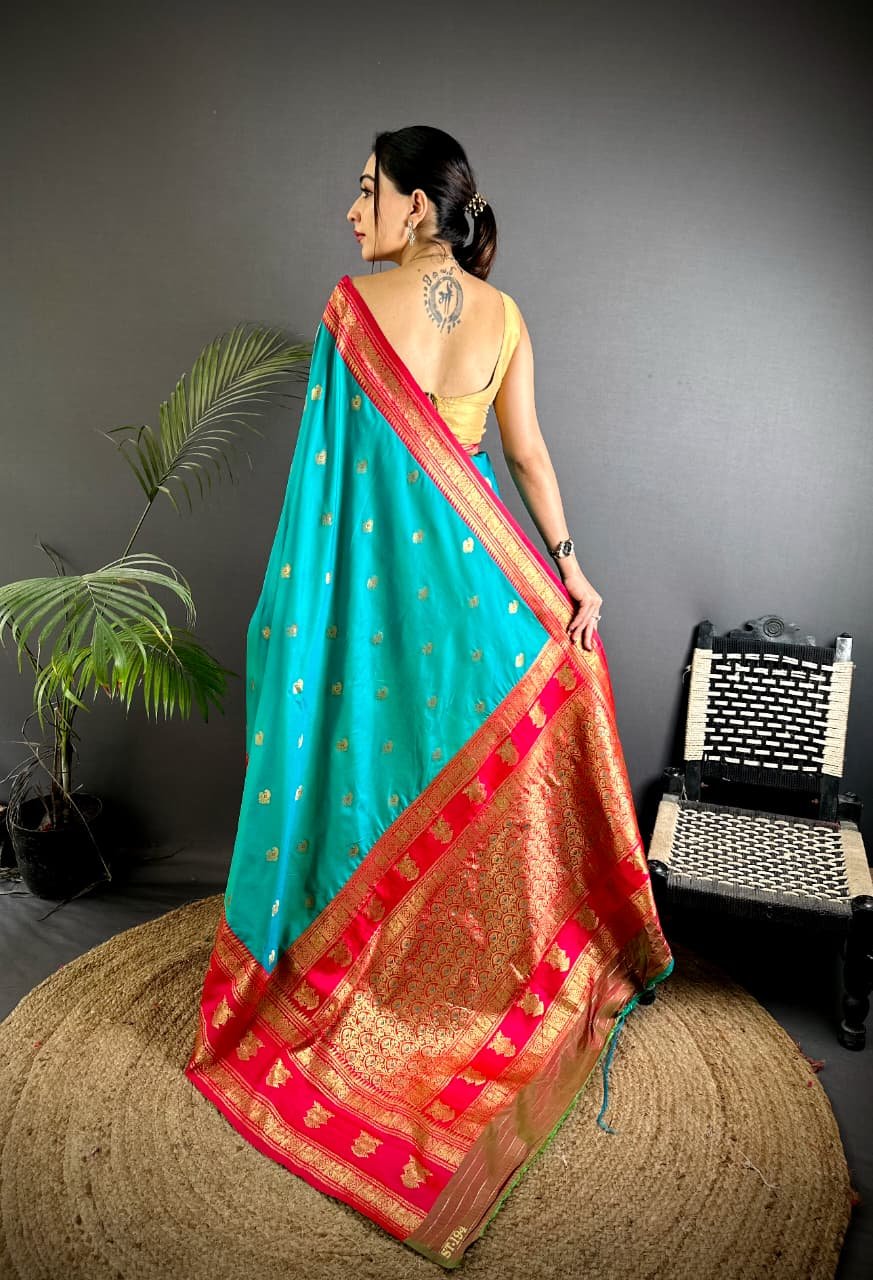 Dual Zari Banarasi Silk Saree - Image 8