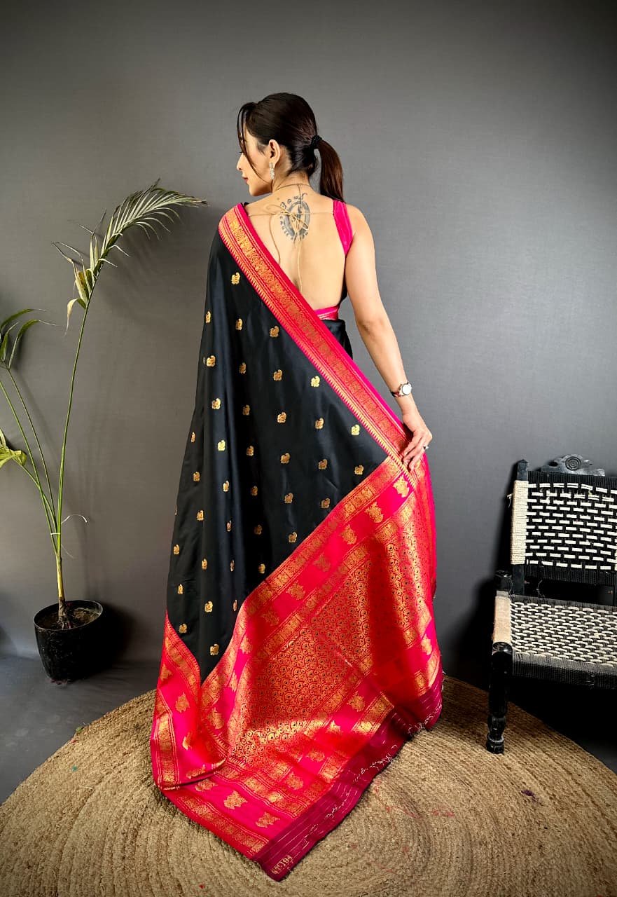 Dual Zari Banarasi Silk Saree - Image 1