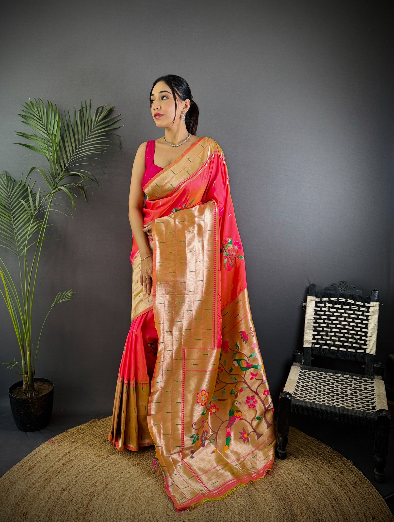 Six Lane Rosegold Banarasi Silk Saree - Image 5